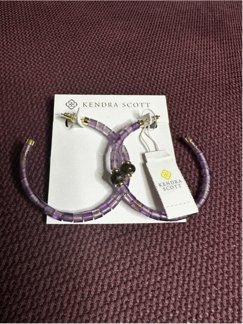 Kendra Scott Purple and Gold Insley Hoop Earrings